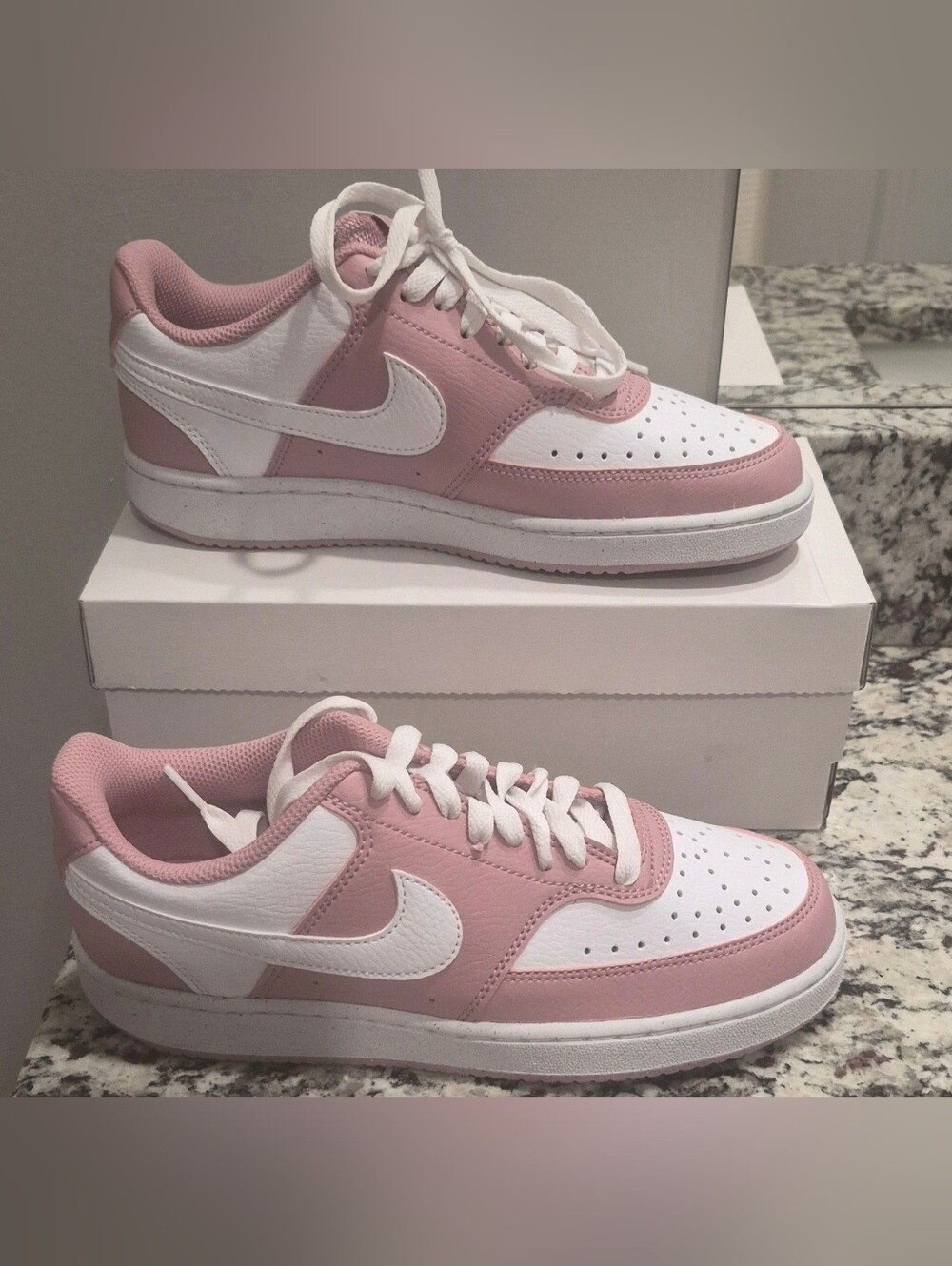 Nike Women's Low-Top Sneakers in Pink and White